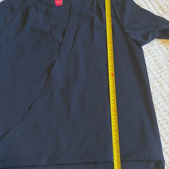 Catherine Malandrino designer Navy Blue v neck High Low blouse Top Sz xs - Picture 9 of 11